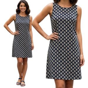Banana Republic Dress Blue Floral Cutout Back A-line Shift Sleeveless SZ S